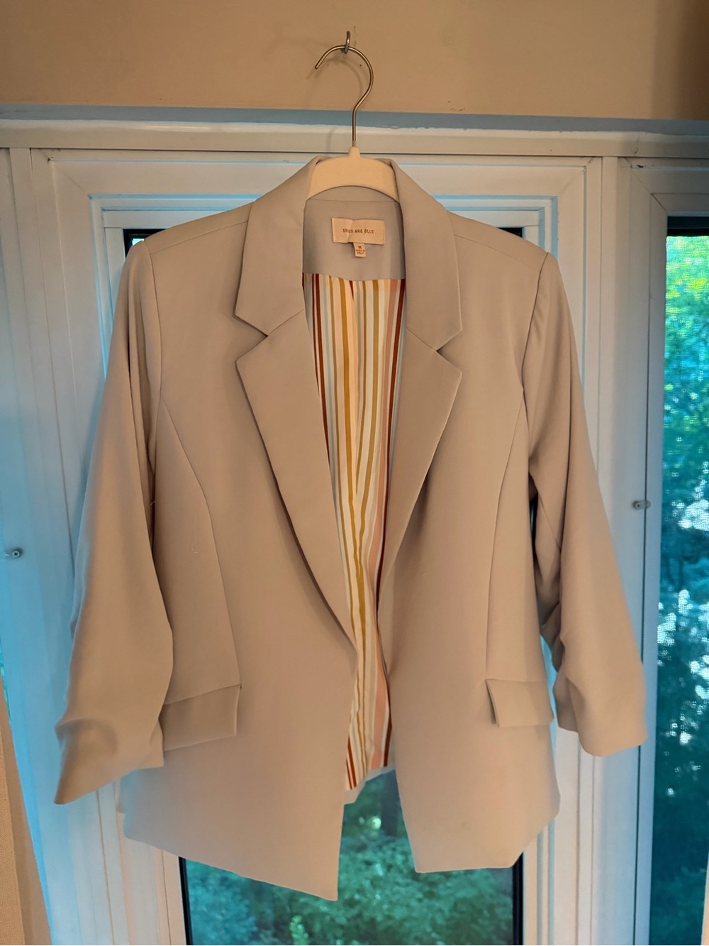 Skies Are Blue Light Gray Open-Front Blazer